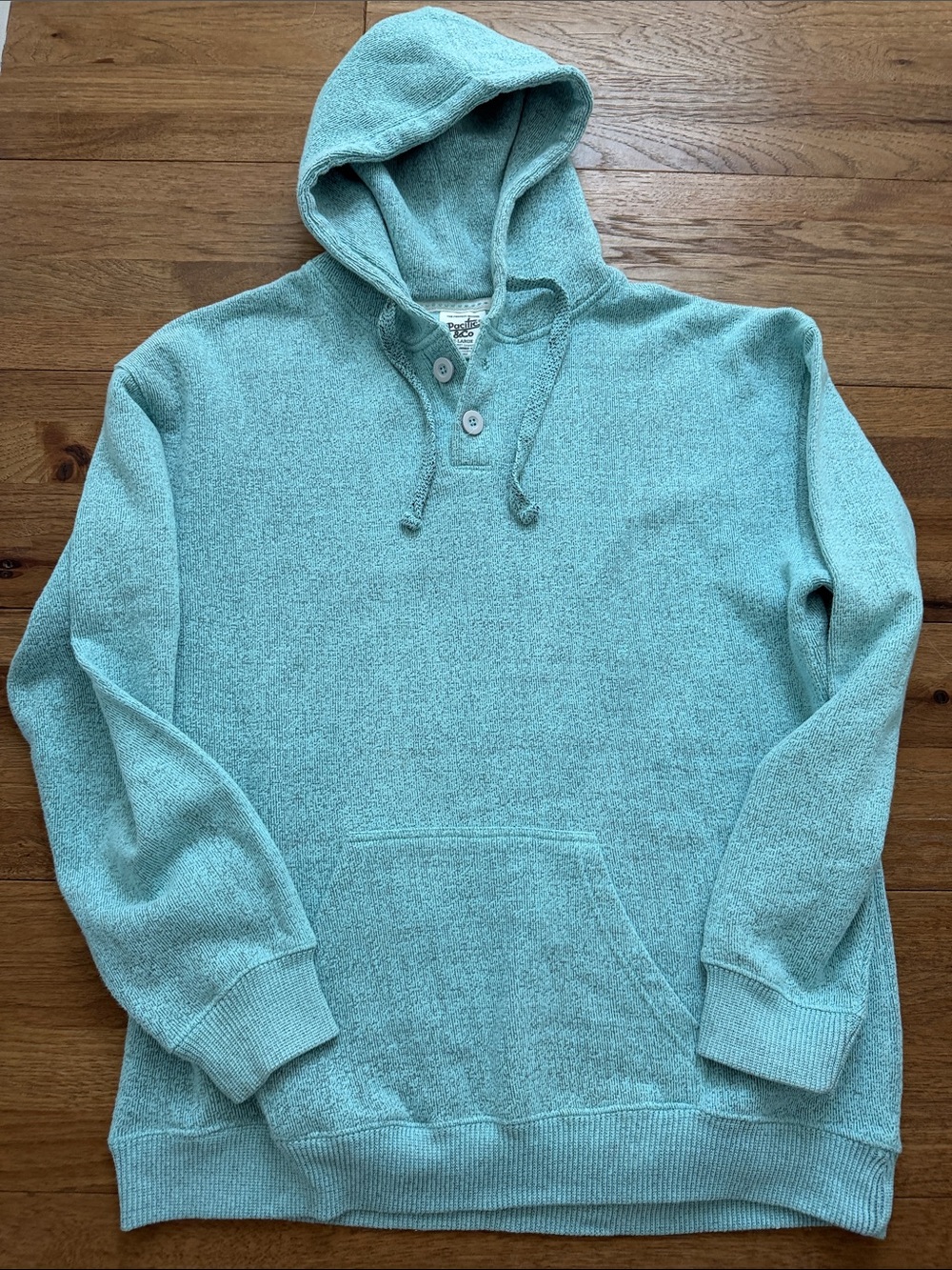 Pacific & Co Seafoam Heather Fleece Hoodie XL Oversized Pullover Kangaroo Pocket